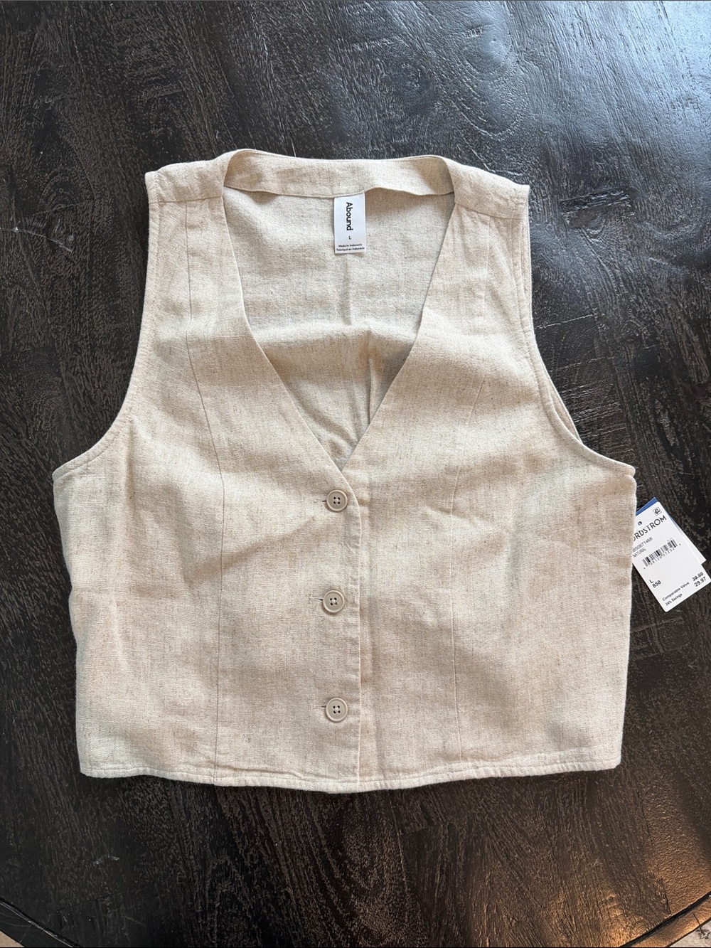 Abound Neutral Cream Button-Front Crop Vest
